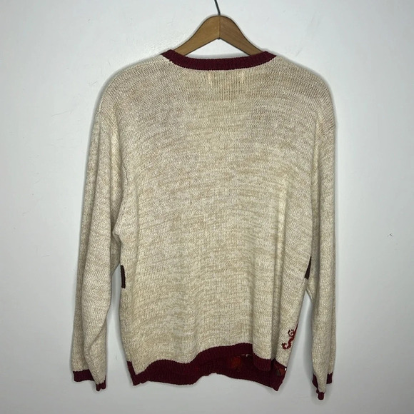 MILANO Vintage 90s Embroidered V Neck Grandma Core Fall Autumn Cardigan Sweater - Picture 4 of 9